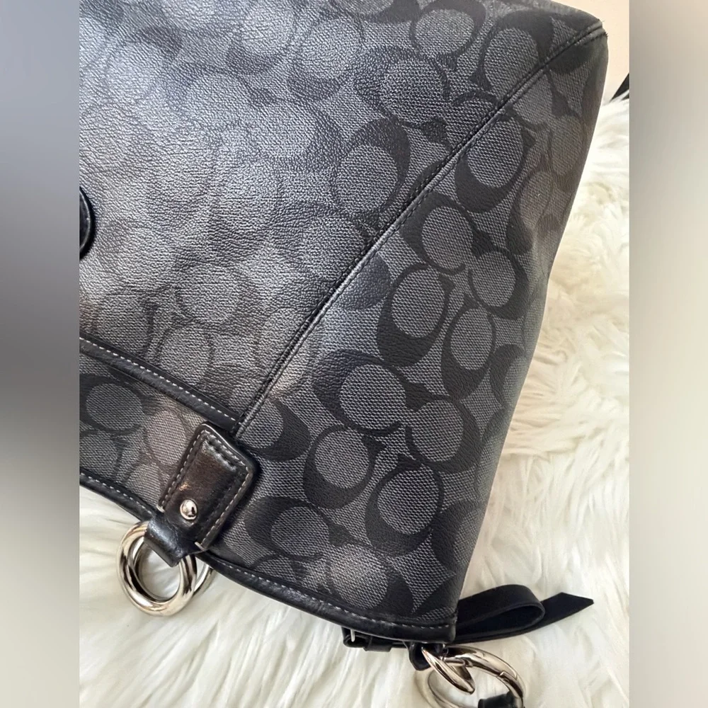 Coach F18917 Peyton Signature Tote Black Grey Logo Handbag Bag